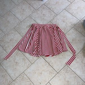 Red and white striped skirt. Size medium